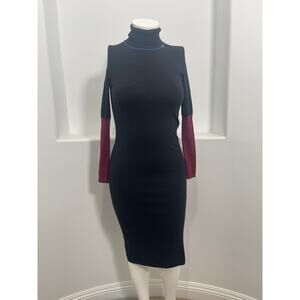 Cop. Copine ADRI Long Sleeve Women’s Knit Sweater Midi Dress  Black  Pink Size 5